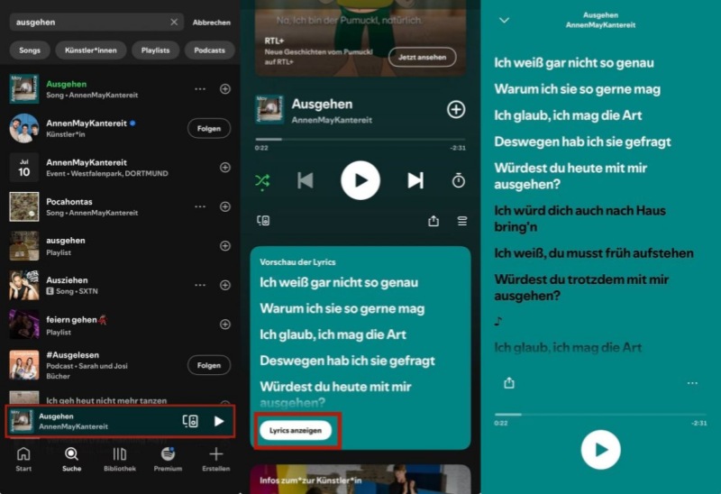 Spotify Lyrics anzeigen auf Handy
