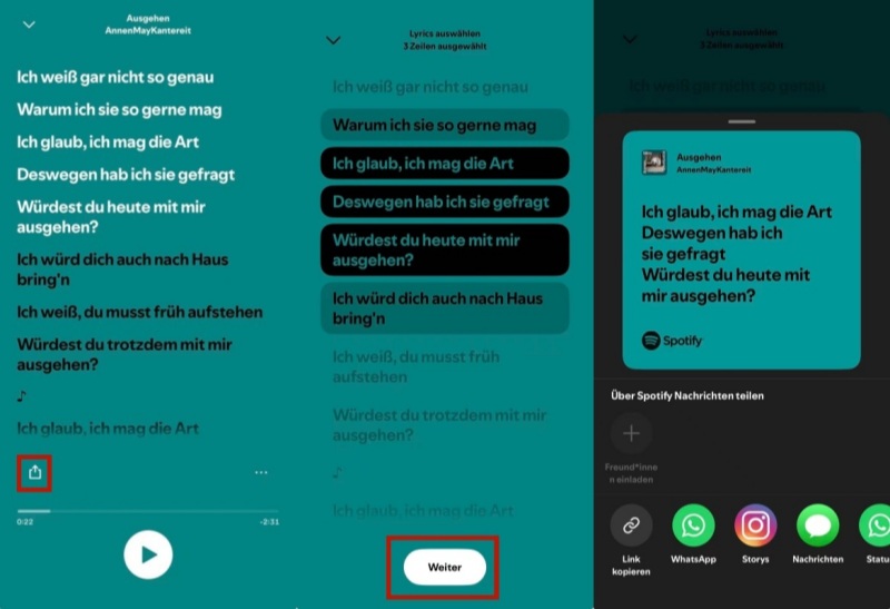 Spotify Lyrics teilen
