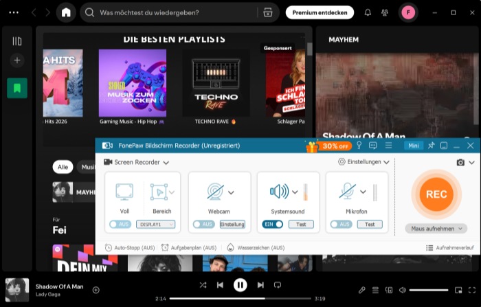 Spotify mit FonePaw aufnehmen