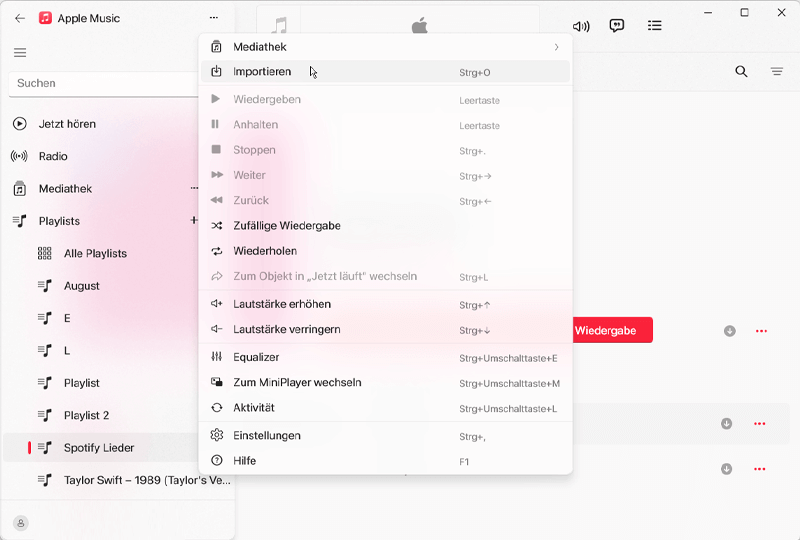 Spotify Music in Apple Music importieren