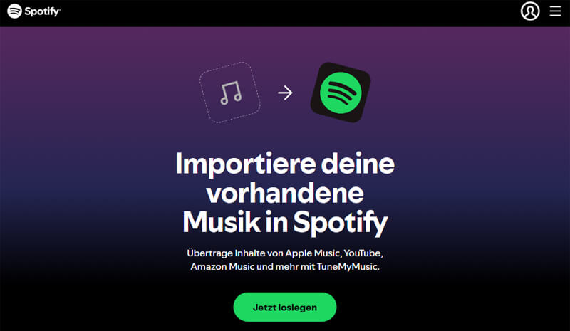 Spotify Musik-Importieren Website