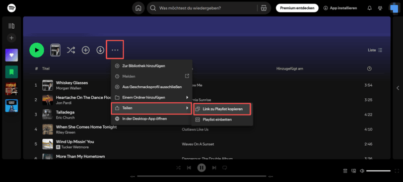 Spotify Musik Link Kopieren Morgan Wallen Radio