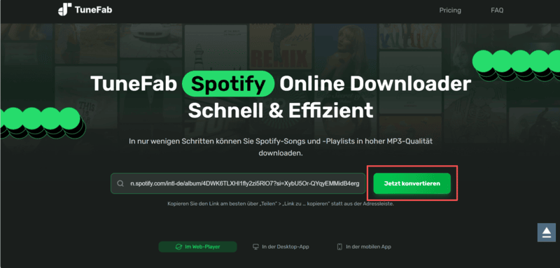 Spotify-Musik mit TuneFab Online Downloader konvertieren