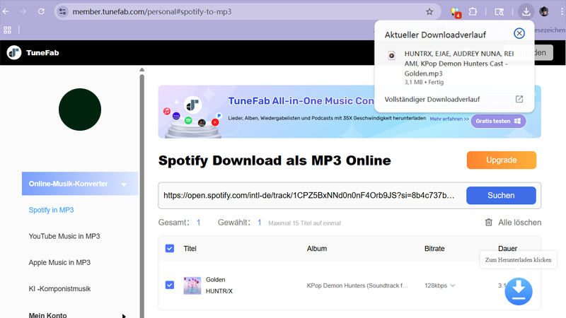 Spotify Musik nah Download anzeigen