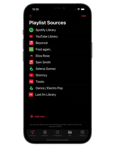 Spotify-Plattform als Quelle auswählen