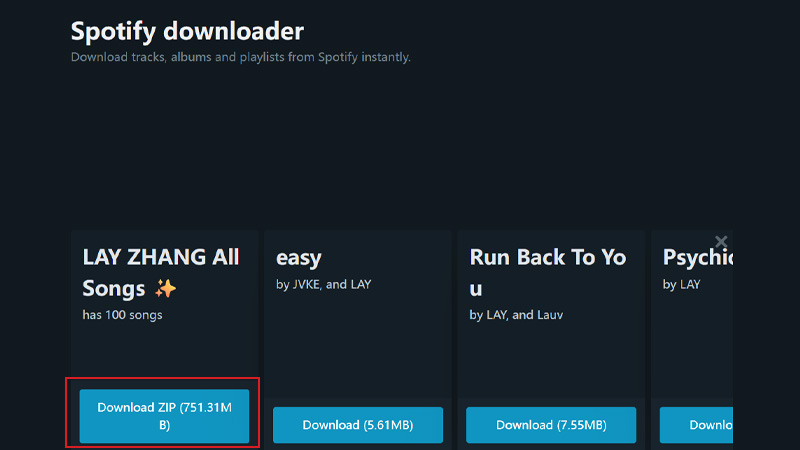 Spotify Playlist als Zip downloaden
