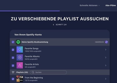 Spotify Playlist auswählen