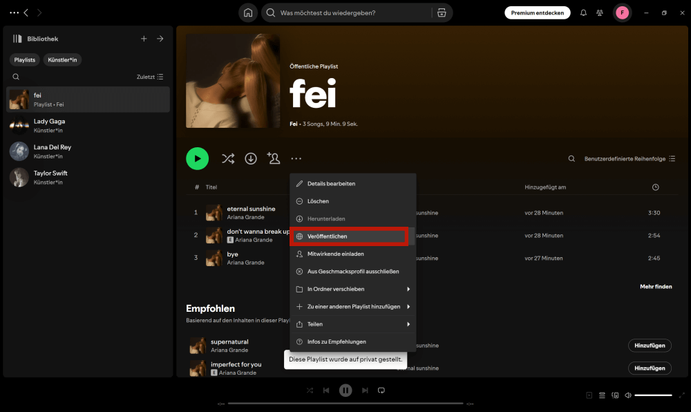 Spotify Playlists auf PC veröffentlichen