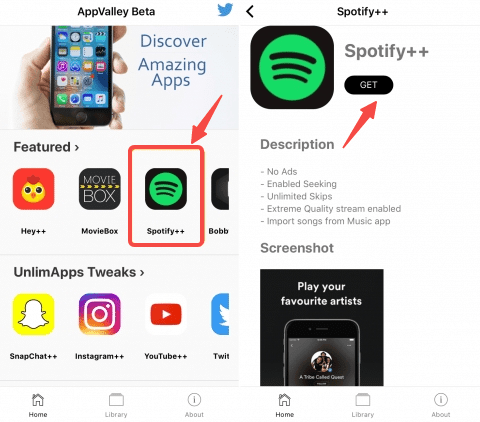 Spotify++ auf AppValley erhalten