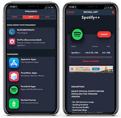 Spotify++ auf Tweakbox installieren
