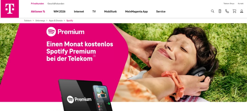 Spotify Premium Code von Telekom