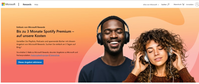 Spotify Premium kostenlos mit Microsoft Rewards