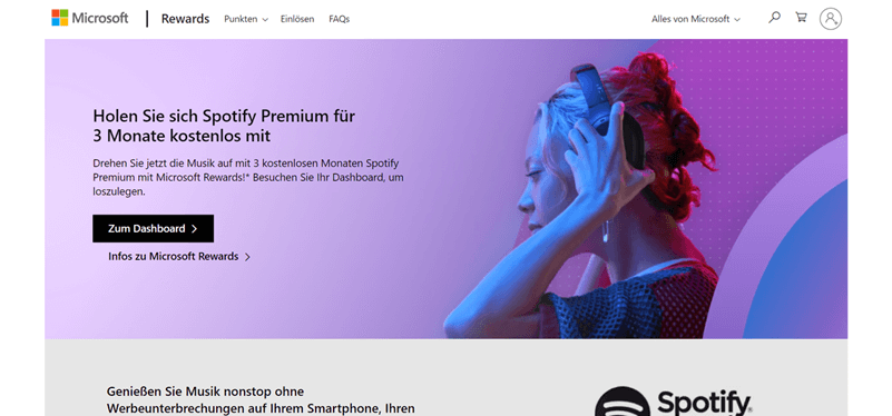 Spotify Premium kostenlos mit Microsoft Rewards