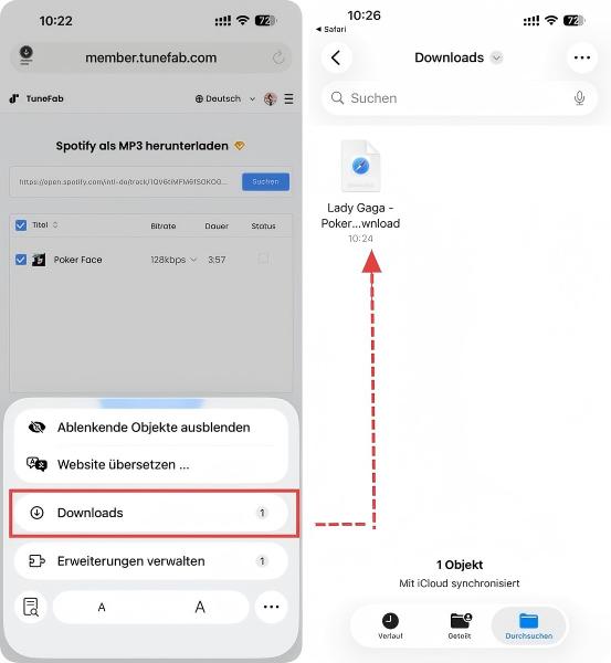 Spotify Song wurde erfolgreich heruntergeladen
