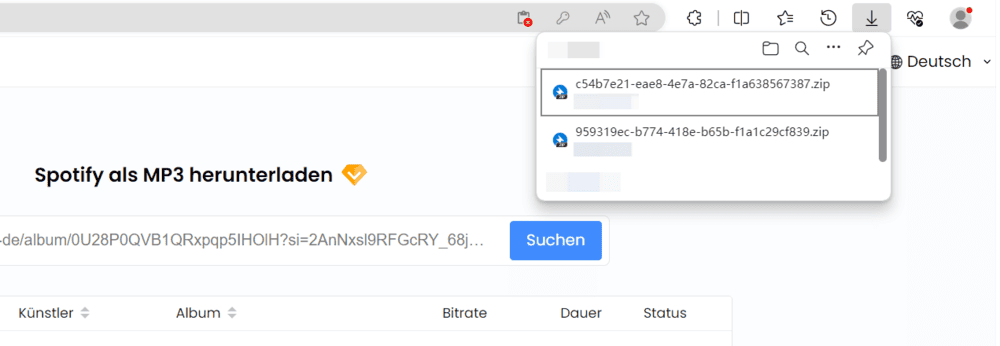 Der Download von Spotify-Songs abgeschlossen