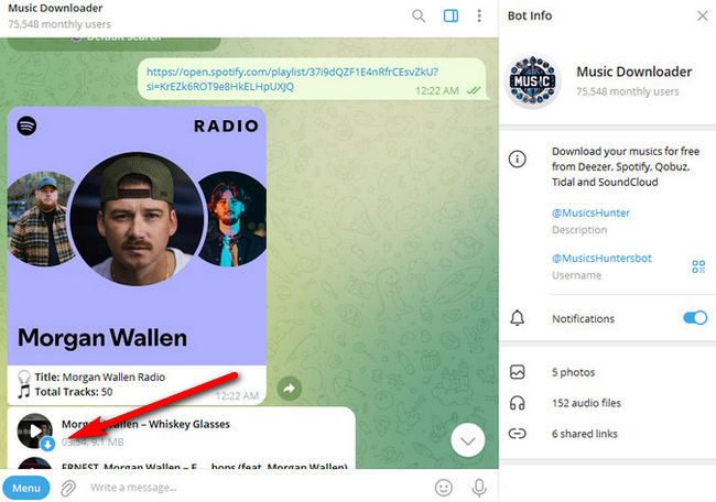 Spotify-Songs kostenlos downloaden via Telegram