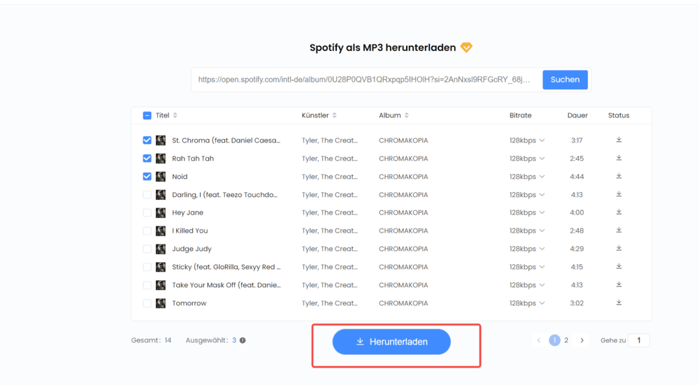 Spotify Musik online als MP3 herunterladen