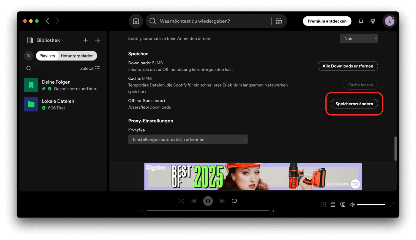 Spotify Speicherort ändern