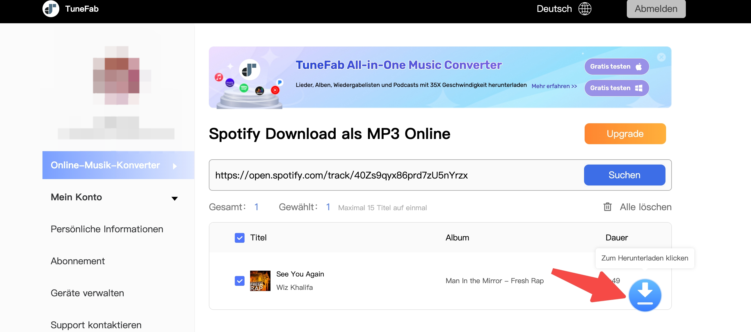 Spotify to MP3 mit TuneFab downloaden