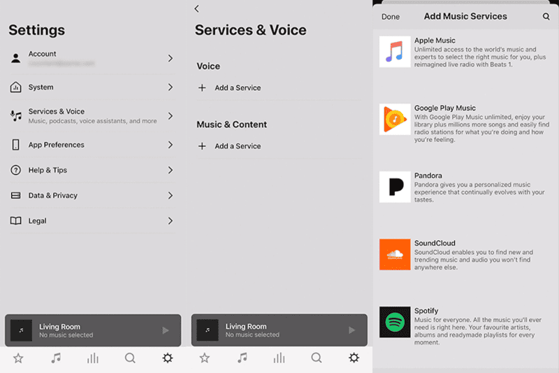 Spotify zur Sono-App hinzufügen