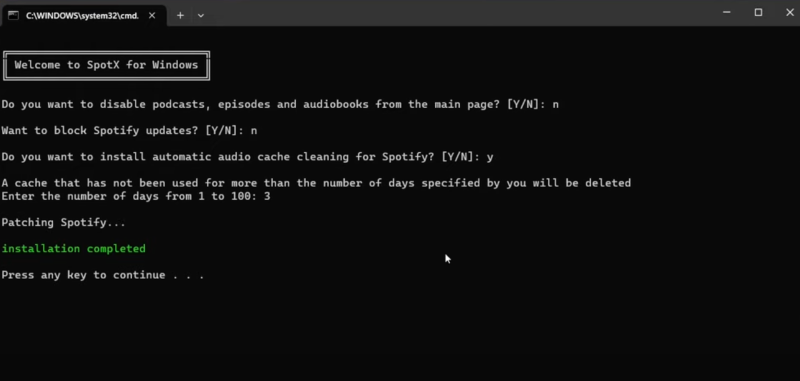 SpotX auf Windows installieren