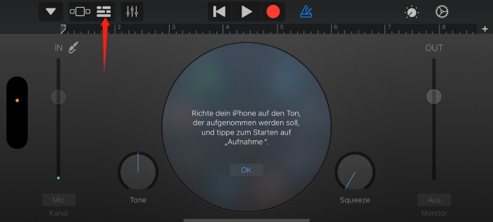 Spuren-Symbol in GarageBand 