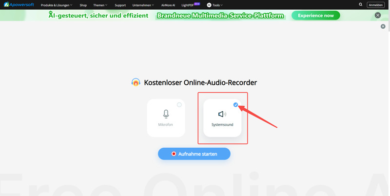 Systemsound statt Mikrofon aktivieren