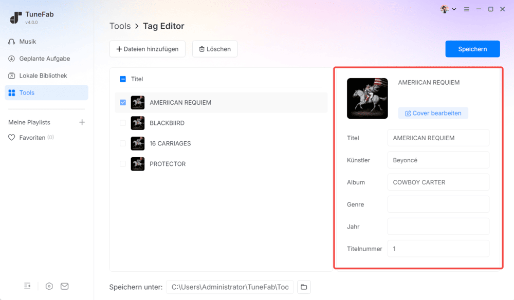 Tag von Songs bearbeiten