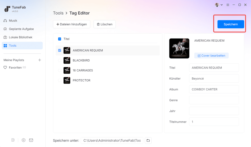 Tag von Songs speichern
