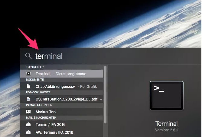 Terminal auf MacBook