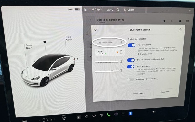 Tesla Bluetooth neues Gerät koppeln