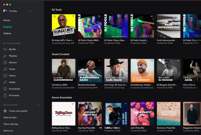 Tidal Homepage