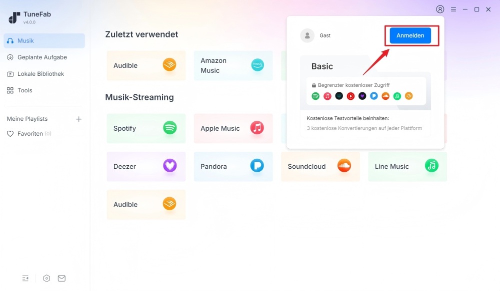 Statusfenster von TuneFab Converter