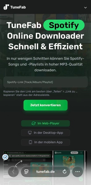 TuneFab Spotify Music Online Converter Homepage
