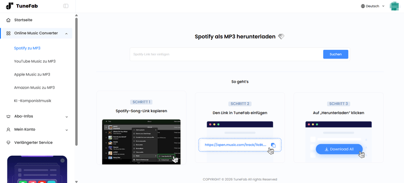 TuneFab Spotify to MP3 Online Converter