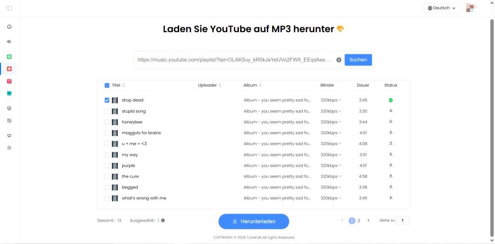 TuneFab YouTube Music Online Downloader