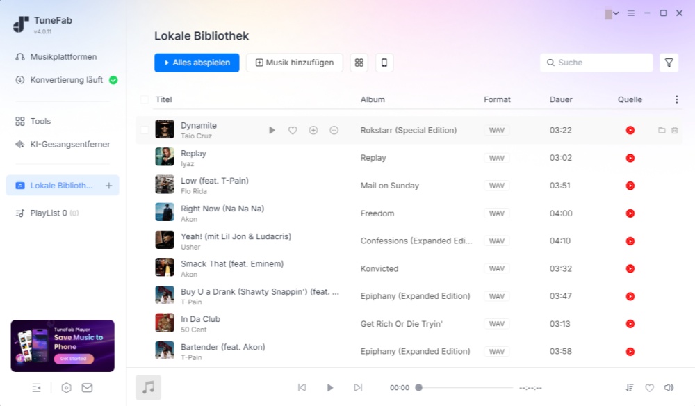 TuneFab YouTube Music zu WAV Converter