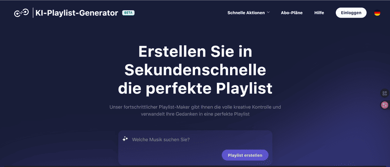 TuneMyMusic Hauptseite