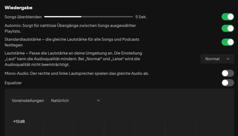 Überblenden in Spotify