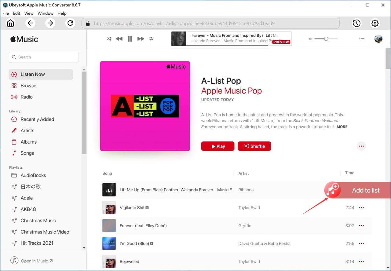 UkeySoft Apple Music Songs auswählen