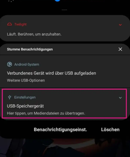 USB-Anschluss und Android-Handy verbinden
