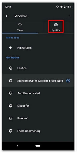 Weckton in Google Uhr App