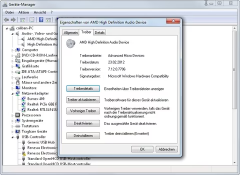 Windows-Audioformat und Treiber prüfen