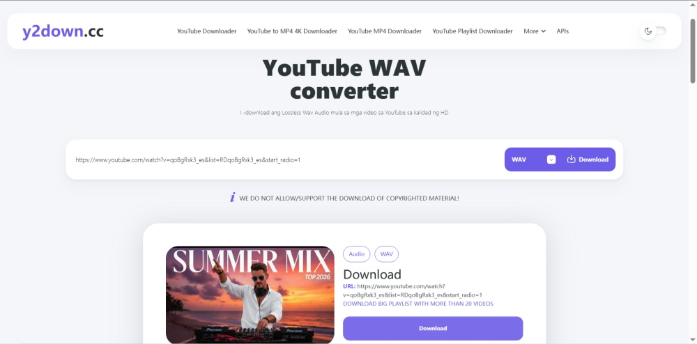 Y2DOWN YouTube WAV Converter