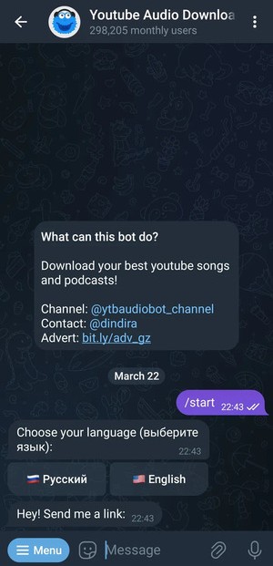 YouTube Audio Download Bot