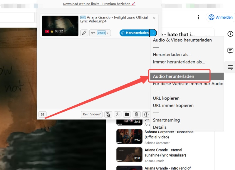 YouTube Audio mit Browsererweiterung als MP3 speichern
