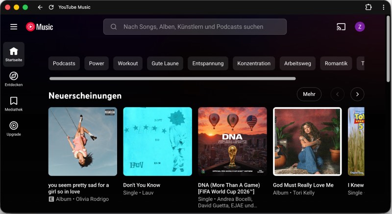 YouTube Music Homepage