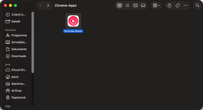 YouTube Music im Finder anzeigen