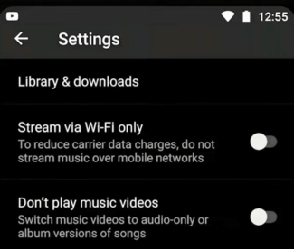YouTube Music Mediathek und Downloads wählen