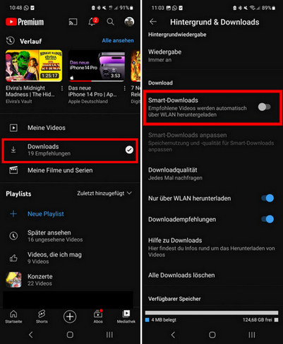 Smart Download von YouTube Music